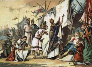 La morte di San Luigi (Luigi IX) (1214/1215-1270) a Tunisi. Cromolitografia della fine del XIX secolo da French School