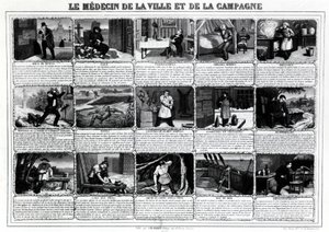Il medico della città e della campagna e i loro diversi pazienti, pubblicato da J.B. Gadolachez Cours de Brosses a Lione, fine 19° secolo da French School