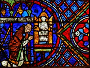 Il donatore, Etienne Chardonnel (membro del Capitolo della cattedrale) che prega davanti alla statua della Vergine da French School