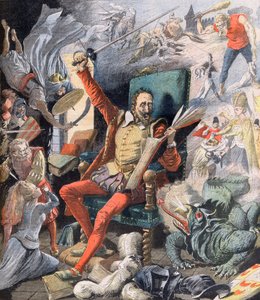 Il sogno di Don Chisciotte. Le Reve de Don Quixote (Miguel De Cervantes) - Illustrazione per Le petit Journal, 21 maggio 1905. da French School