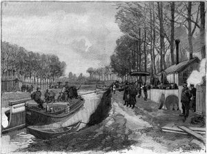 Il traino funicolare delle barche sui canali a Joinville le Pont, secondo il sistema di Maurice Levy da French School