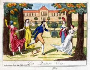 Il gioco dei quattro angoli. Incisione inizio XIX secolo