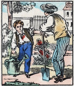 Il giardiniere. Incisione in "La chanson des métiers". Immagine di Epinal, fine XIX secolo. Collezione privata da French School