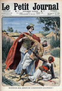 Gli eroi del colonialismo (in Nord Africa) sono onorati incisione allegorica "Le Petit Journal", 6 marzo 1910 (incisione) da French School