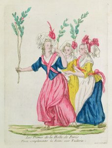 Le donne del mercato di Parigi vanno a congratularsi con la Regina alle Tuileries da French School