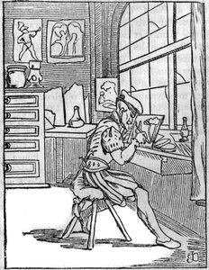 Il pittore su vetro (Vitripictor) nel XVI secolo. da French School