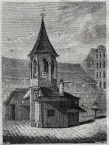Il pilastro delle halles nel XVIII secolo, costruito sul vecchio cimitero degli Innocenti - Incisione in "The physical, civil and moral history of Paris: from the earliest historical times to the present day" di Jacques Antoine Dulaure
