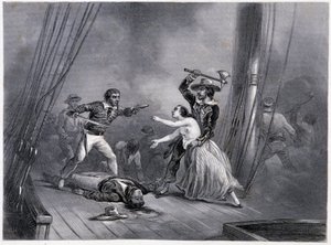 Il pirata Morgan rapisce la bella spagnola - in Storia Generale della Marina di E e V Penaud fratelli da French School
