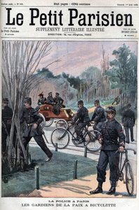 La polizia a Parigi, i vigili in bicicletta.- in "Le Petit Parisien" da French School