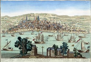 Il porto e la città di Bordeaux - incisione