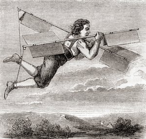 Il presunto volo del fabbro francese Jacob Besnier, con l