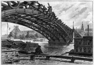 Il rifacimento del ponte dei Santi Peres (Pont du Carrousel) nel 1883 - incisione in 