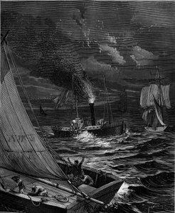 La nave fu costruita nel 1807 da Robert Fulton (1765-1815) per la rotta New York - Albany sul fiume Hudson. da French School