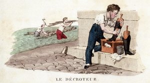 Il banco (lustrascarpe) - incisione da French School