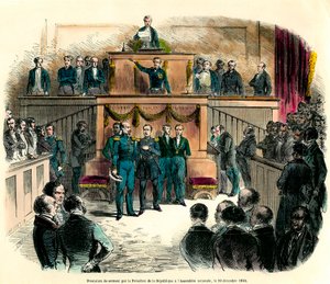Il giuramento di Luigi Napoleone III (Luigi-Napoleone), proclamato ufficialmente presidente della Repubblica, all