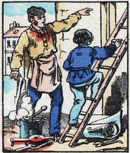 Il tintore. Incisione in "La chanson des metier". Immagine di Epinal, fine XIX secolo. Collezione privata.