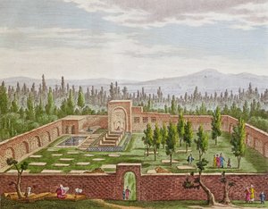 La tomba del grande poeta persiano Hafiz Shirazi (c.1325-c.1388) a Shiraz da French School
