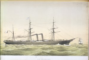 Il piroscafo transatlantico Le Pereire in viaggio da Le Havre a New York, c.1860 da French School