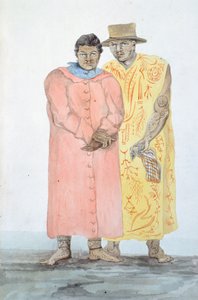 I due re di Bora Bora, illustrazione dal Viaggio di Louis I Duperrey, di LF Lejeune da French School