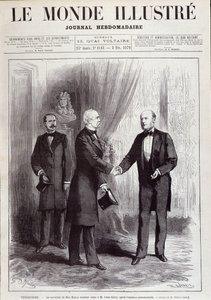 La visita del Maresciallo Patrice di Mac Mahon (Mac-Mahon) (1808-1893) al Presidente Jules Grevy (1807-1891). In "Le Monde illustré", febbraio 1879