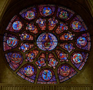 La finestra a rosa occidentale, raffigurante il Giudizio Universale (finestra a rosa - interno) da French School