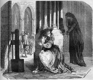 La giovane Madeleine de la Palude (Madeleine de Demandols) nel XVII secolo posseduta da un demone, riuscì ad attirare i religiosi solo con la bellezza dei suoi occhi. Fu rinchiusa nel convento delle Orsoline. Incisione in 