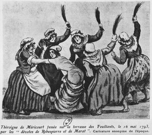 Theroigne de Mericourt frustata da un gruppo di donne giacobine parigine, 16 maggio 1793 da French School