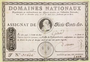 Banconota da trecento livre, 1790 da French School