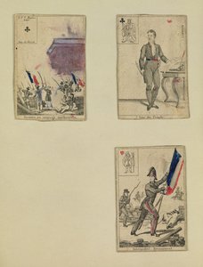 Tre carte da gioco commemorative degli eroi di luglio 1830, 1831 da French School