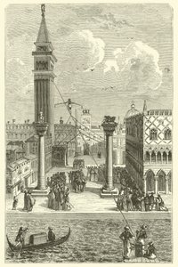 Funambolo a Venezia (incisione) da French School