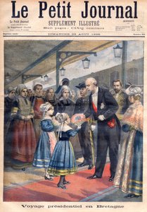 Pagina del titolo che raffigura il viaggio presidenziale di Felix Faure in Bretagna, illustrazione dal supplemento illustrato di Le Petit Journal, 23 agosto