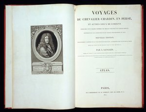 Pagina del titolo e frontespizio del ritratto da Voyages du Chevalier Chardin en Perse, 1811 da French School