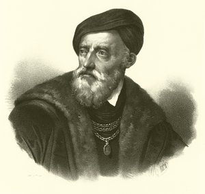 Tiziano Vecelli o Tiziano Vecellio, noto in inglese come Titian, ritratto da French School