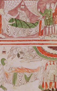 Tomo 1, Ms 1589 f.128v Re Davide e il Sogno di Salomone, dalla Bibbia di St. Vaast da French School