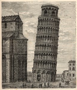 Torre di Pisa - Torre di Pisa - Tour de Pisa - Incisione in "Scienze alla portata di tutti - Fisica e chimica popolari" di Alexis Clerc - Fine XIX secolo - Collezione privata da French School