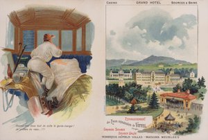 Carta commerciale che pubblicizza la stazione termale francese di Vittel da French School