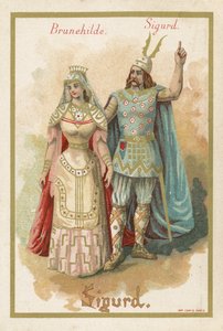 Carta commerciale raffigurante Brunehilde e Sigurd da French School