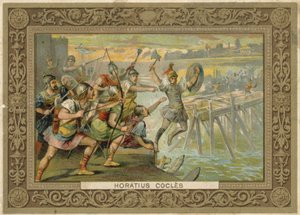 Carta commerciale raffigurante Orazio Coclite da French School