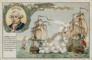 Carta commerciale con immagine di una battaglia navale da French School