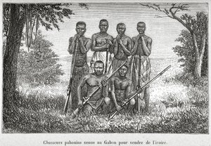 Costume tradizionale del popolo indigeno del Gabon, illustrazione da 