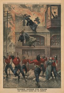 Incendio tragico in un laboratorio a Newark, New Jersey, illustrazione da 