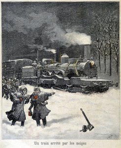 Treno costretto a fermarsi dalla neve. Illustrazione del giornale "Le Petit Parisien" del marzo 1892 da French School