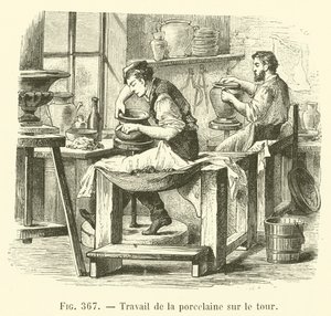 Travail de la porcelaine sur le tour (incisione) da French School