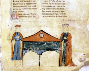 Tristano e Isotta. Miniatura di un manoscritto francese del XIV secolo. Bibl. Marciana, Venezia da French School