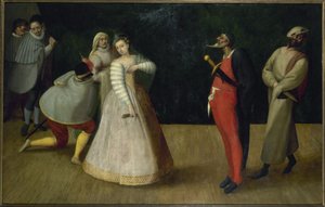 Compagnia di commedianti italiani (i Gelosi?), circa 1580 da French School