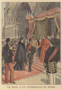 Lo Zar Nicola II di Russia alla Cattedrale di Reims durante la sua visita in Francia da French School