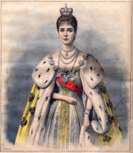 La zarina Alessandra di Russia nei suoi abiti di incoronazione. Illustrazione per Le Petit Journal, 24 maggio 1896 (incisione)