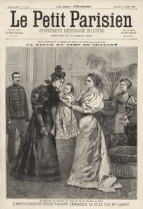 La zarina Alessandra di Russia invita la vedova del presidente francese Sadi Carnot a baciare sua figlia, la granduchessa Olga, durante la visita della famiglia imperiale russa a Parigi