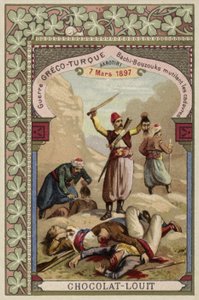 I Bashi-bazouk turchi mutilano i cadaveri greci, Akrotiri, Creta, Guerra greco-turca, 7 marzo 1897 da French School