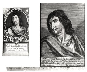 Due ritratti di Savinien Cyrano de Bergerac (1619-55), a destra dopo Zacharie Heince (1611-69) da French School